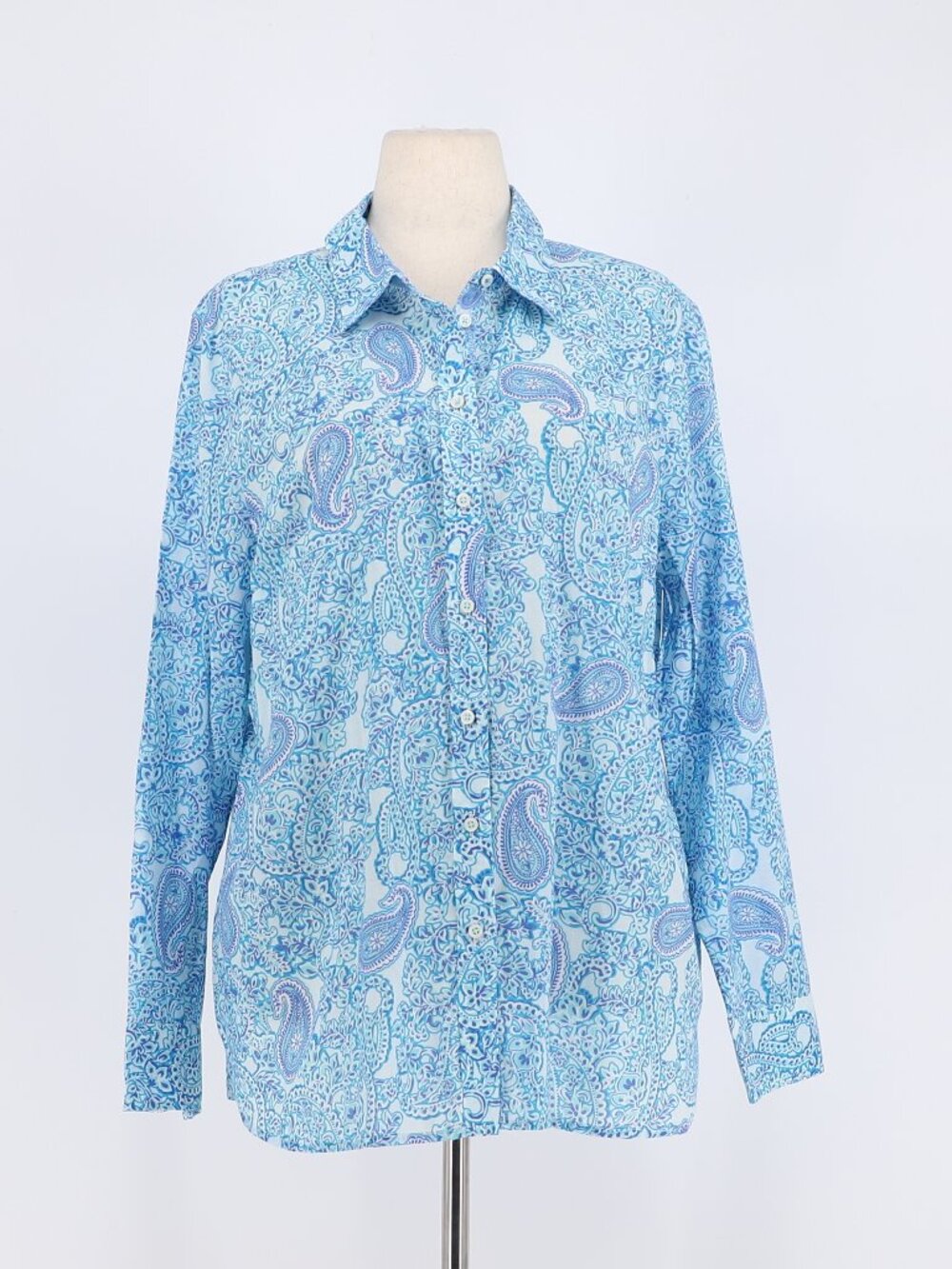 TALBOTS Paisley Cotton Lightweight Shirt in Blue Purple Size XL